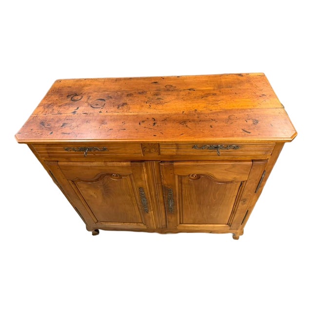 18th Century French Country Louis XV Cherry Haut Buffet Cabinet, Circa 1790 For Sale