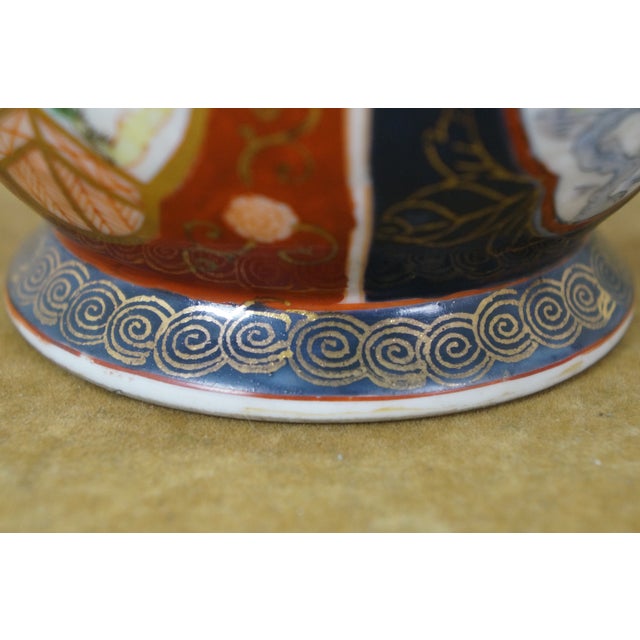 Pair Chinese Imari Style Handled Cachepots Planters Jardinieres Urns 7" For Sale - Image 10 of 14