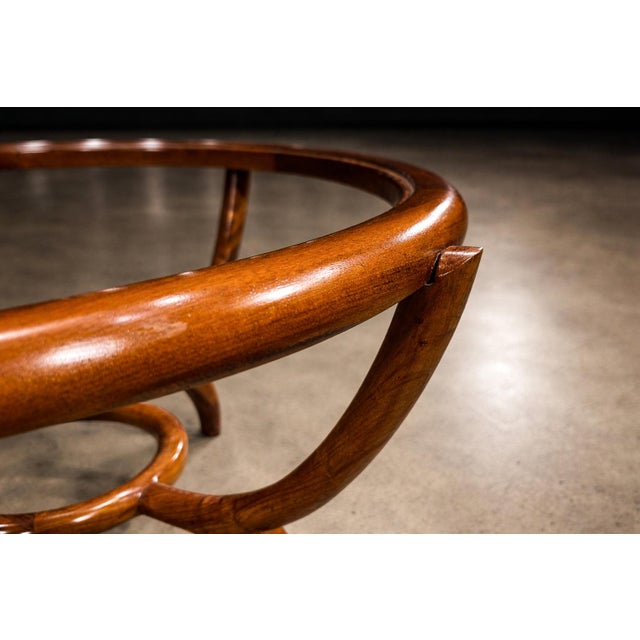 Round Coffee Table in Caviúna Wood & Glass by Giuseppe Scapinelli, Brazil, 1950s For Sale - Image 13 of 16
