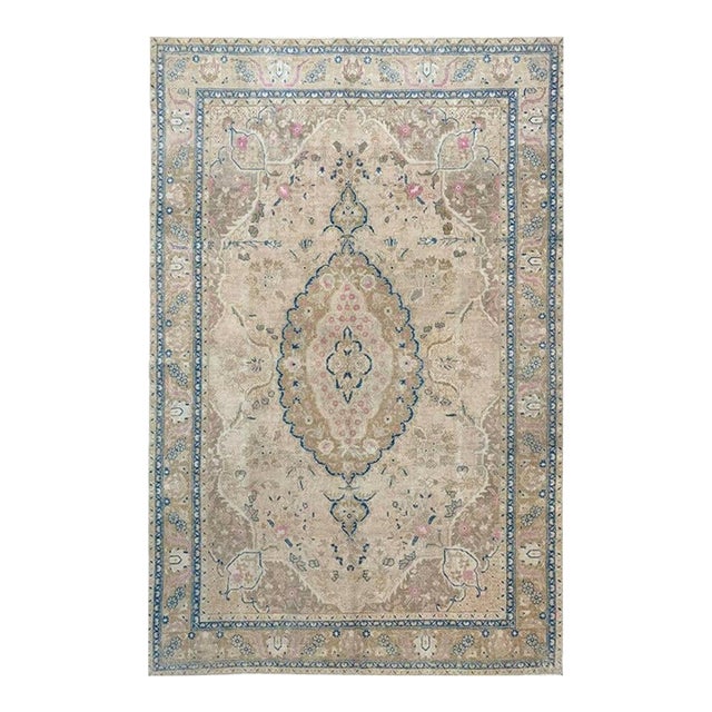 1960s Old Persian Tabriz Area Rug 8x12 For Sale