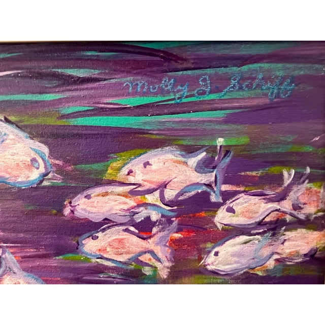 Mid-Century Modern 1990s Large Scale Purple Seascape Original Painting by Molly J. Schiff For Sale - Image 3 of 4