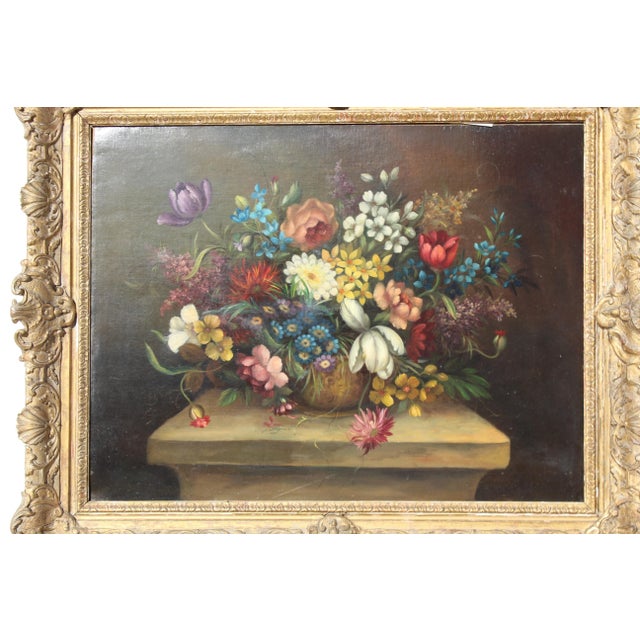 Wood 20th Century Italian Floral Painting For Sale - Image 7 of 12
