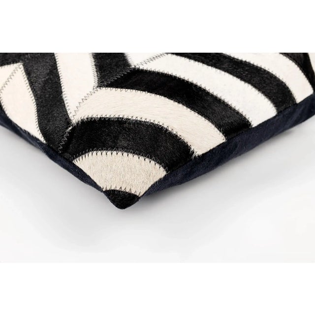 Farmhouse Canvello Genuine Cowhide Leather Decorative Throw Pillow With Feather Down Insert Included For Sale - Image 3 of 4