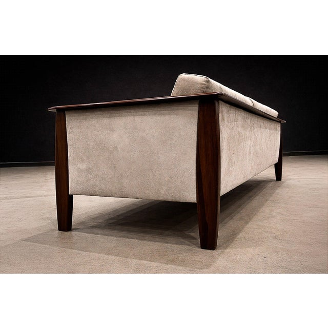 Sofa in Brazilian Rosewood and Warm Taupe Mohair, Fátima, 1960s — Lot 550A For Sale - Image 4 of 15