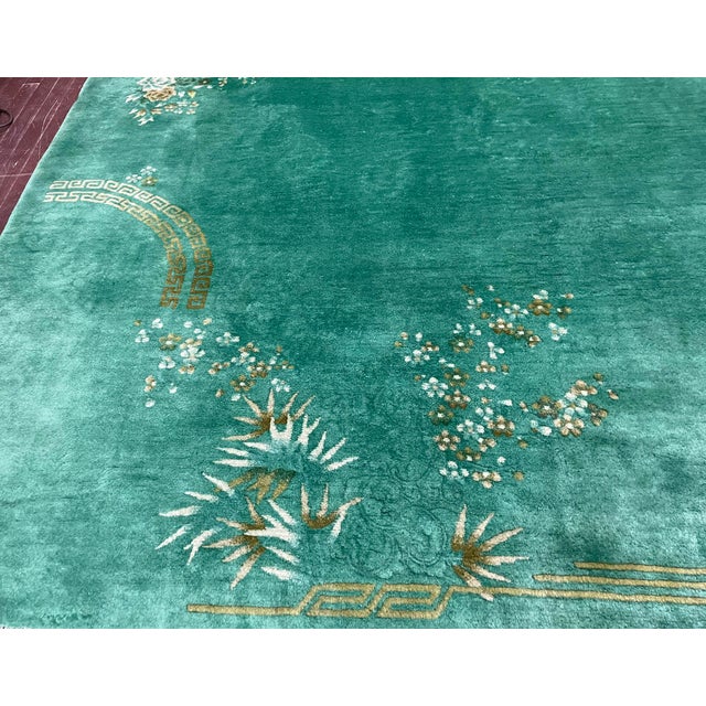 Antique Art Deco Chinese Oriental Carpet, 7'10" X 9'1" For Sale - Image 4 of 14
