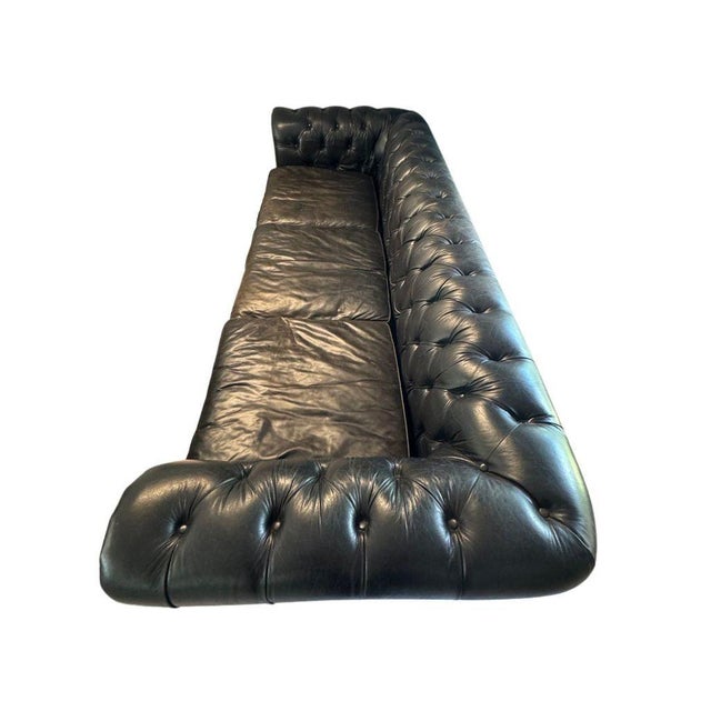 Textile Restoration Hardware Kensington Ebony Leather Sofa With 44” Depth and Luxe Down Feather Fill For Sale - Image 7 of 18