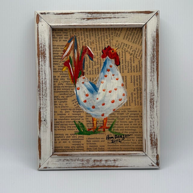 Wood Vintage Farmhouse Chicken Decoupage Framed Paintings - A Trio For Sale - Image 7 of 12
