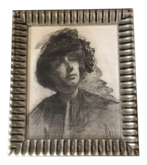 Original Vintage Charcoal Female Portrait Drawing Art Deco 1930’s Framed