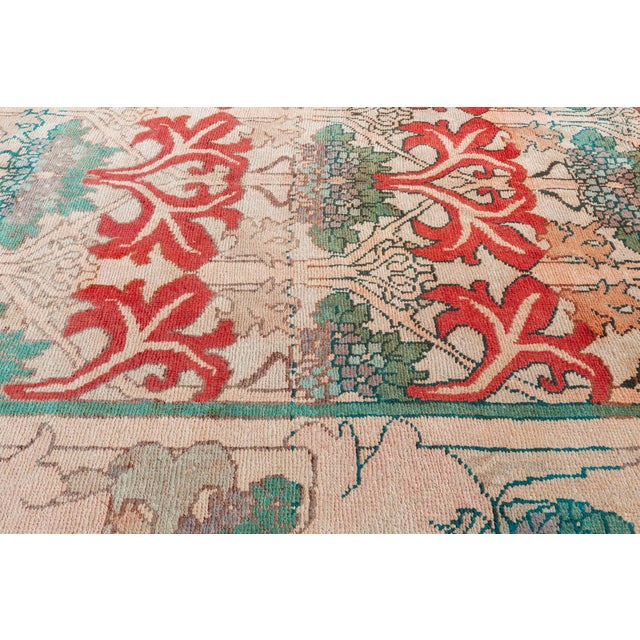 Doris Leslie Blau Vintage Irish Arts & Crafts Floral Ivory Hand-Knotted Wool Rug For Sale In New York - Image 6 of 8