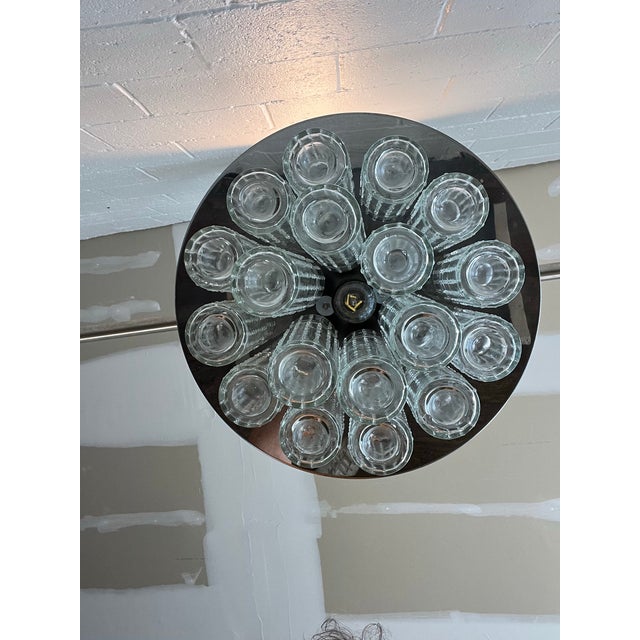 Glashütte Limburg Mid Century Flush Mount Chandelier Hand Blow Glass Prisms For Sale - Image 4 of 7