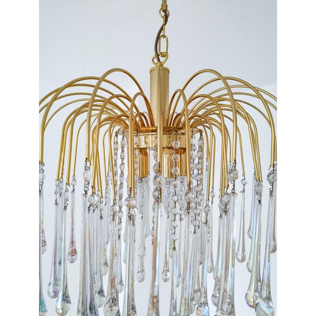 Murano Glass Teardrop Chandelier with Gilded Frame attributed to Paolo Venini, 1970s For Sale - Image 15 of 18