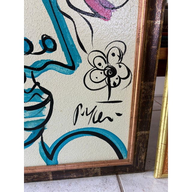 Framed Mid-Century Acrylic Portrait on Board in the Style of Peter Keil Although we acquired this piece from Peter Keil...