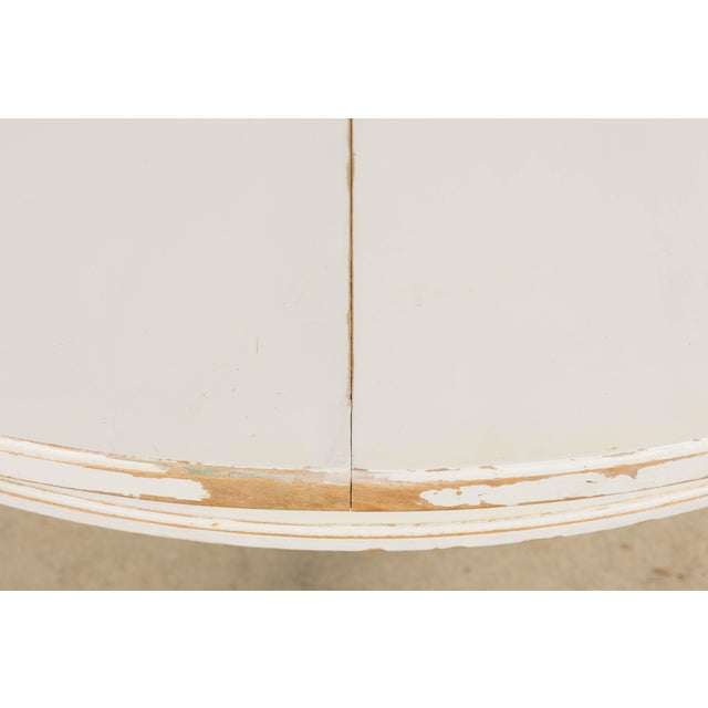 French Louis XVI Style Painted White Off-Round Extendable Dining Table For Sale - Image 11 of 18