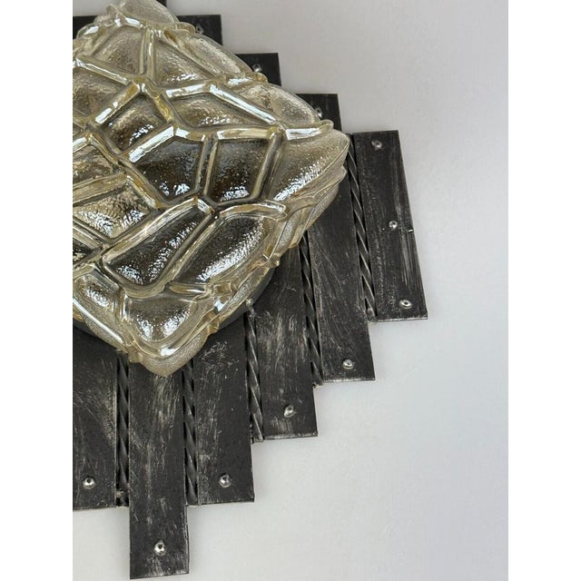 Brutalist Iron and Glass Wall Lamp, 1970s For Sale - Image 13 of 18