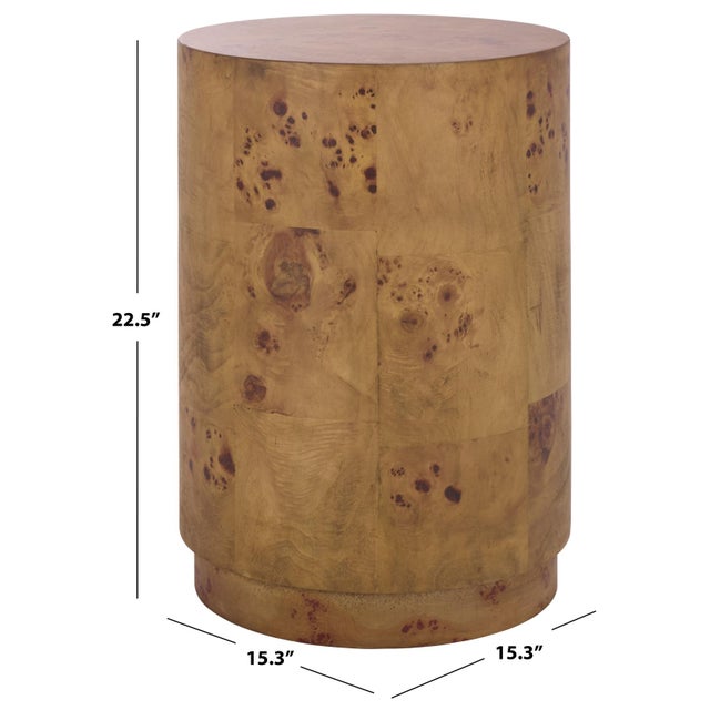 Contemporary Siya Burl Round Accent Table in Brown For Sale - Image 3 of 6