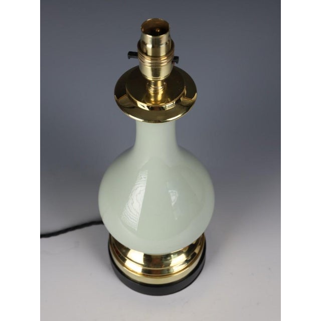 Wood Victorian French Celadon Glazed Ceramic Table Lamp, 1890 For Sale - Image 7 of 11