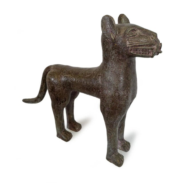 Solid bronze Benin leopard. The traditional royal leopard of Benin symbolizes the Oba's authority and high status as "King...
