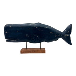 Coastal Large Whale Sculpture - Nautical For Sale