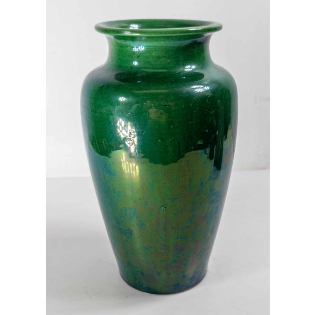Early 20th Century Japanese Dark Green Awaji Glazed Vase For Sale In New York - Image 6 of 12