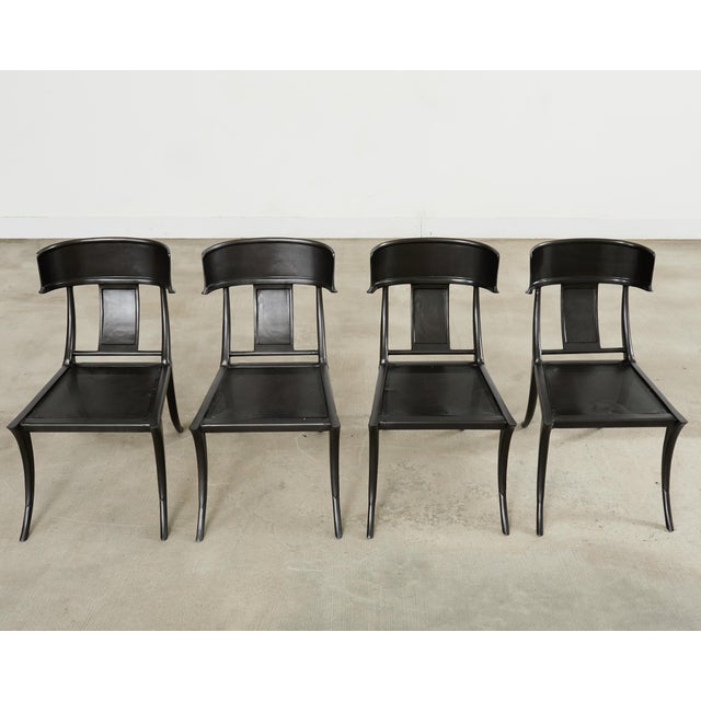 Michael Taylor Michael Taylor Metal Klismos Garden Chairs Set of Four For Sale - Image 4 of 18