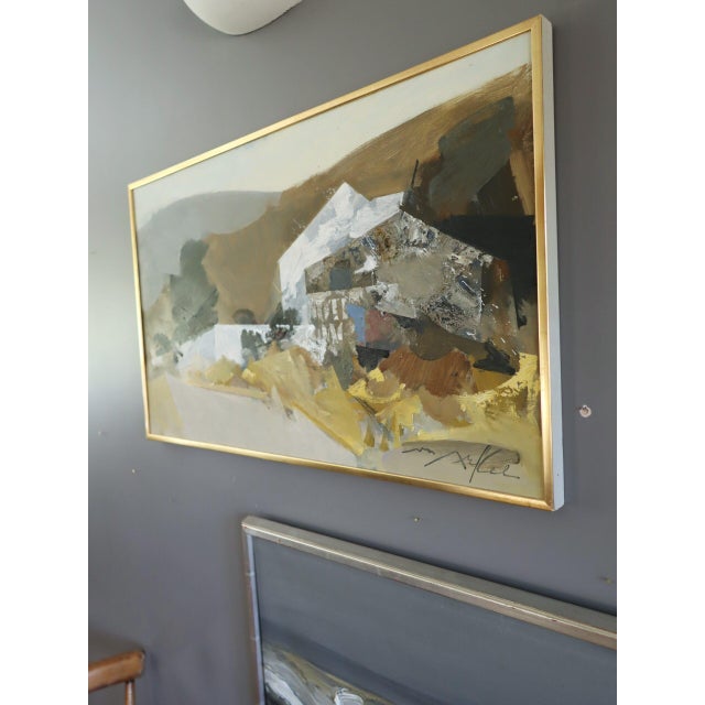 Mid 20th Century Mid-Century Modern 'Rural Abstraction' Vintage Original Abstract Landscape Oil Painting, Framed For Sale - Image 5 of 12