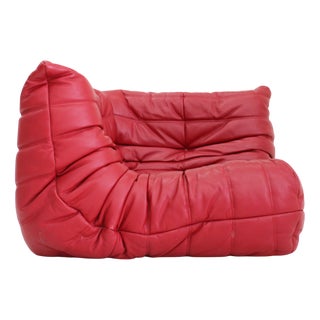 Togo Corner Chair in Red Leather by Michel Ducaroy for Ligne Roset, 2010s For Sale