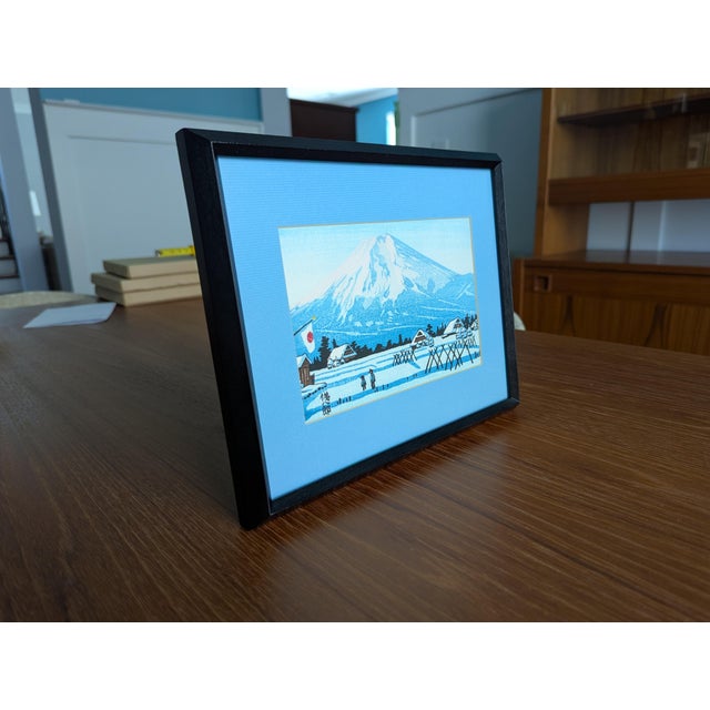 Framed Tomikichiro Tokuriki Woodblock Print "Mt. Fuji & Flag" - Vintage 1970s Sōsaku Hanga For Sale In Atlanta - Image 6 of 6