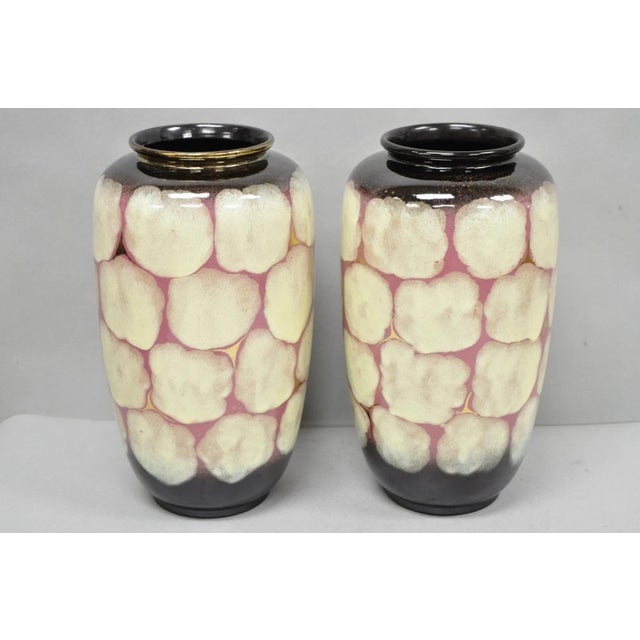 Mid Century Modern Carstens Tönnieshof Tortoise Shell 15" Pottery Vase - A Pair For Sale - Image 14 of 14