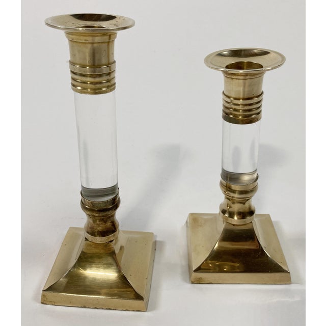 Brass and Lucite Candle Holders, a Pair Chairish