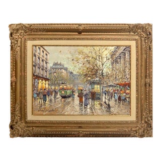 Antoine Blanchard - La Madeleine Street Scene in Paris c.1900s -Oil Painting For Sale