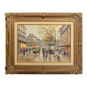 Antoine Blanchard - La Madeleine Street Scene in Paris c.1900s -Oil Painting