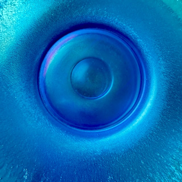 Blue 1920s Fenton Celeste Blue Stretch Glass Plates, Set of 12 For Sale - Image 8 of 18
