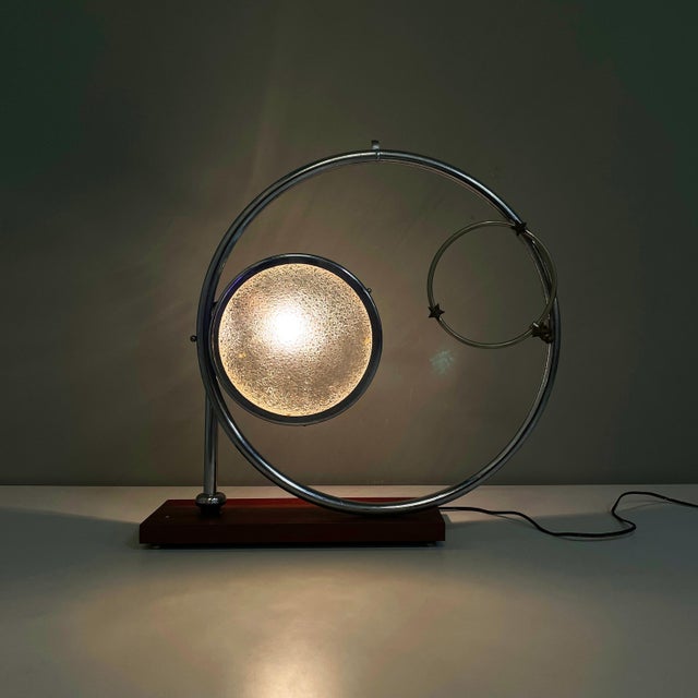 Italian Modern Geometrical Table Lamp in Crafted Glass, Metal and Wood, 1980s For Sale - Image 3 of 18