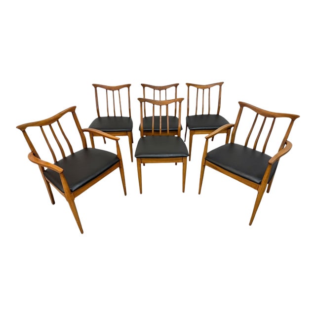 Mid-Century Modern Blowing Rock Walnut Dining Chairs - Set of 6 For Sale