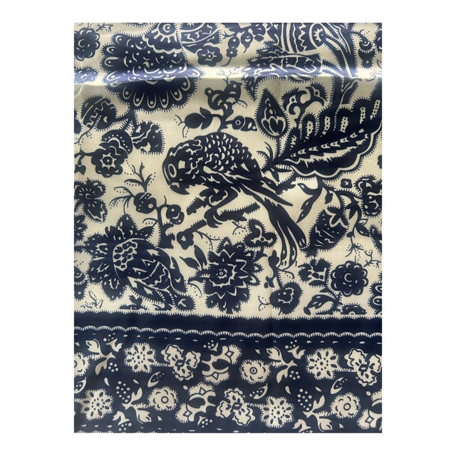 Vintage Tidi Large Silk Scarf With Chinoiserie Birds & Florals, 39” X 38” For Sale