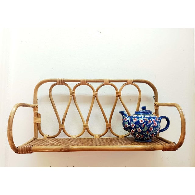 Vintage Rattan Wall Shelf, 1970s For Sale - Image 8 of 9