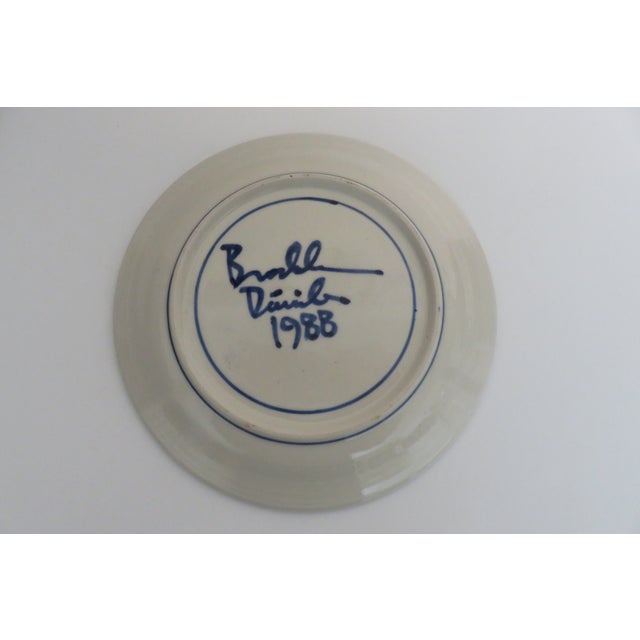 Red Davila Brodsky Santa Fe Art Pottery 8" Plate Rabbits in Love 1988 VTG Whimsical For Sale - Image 8 of 8