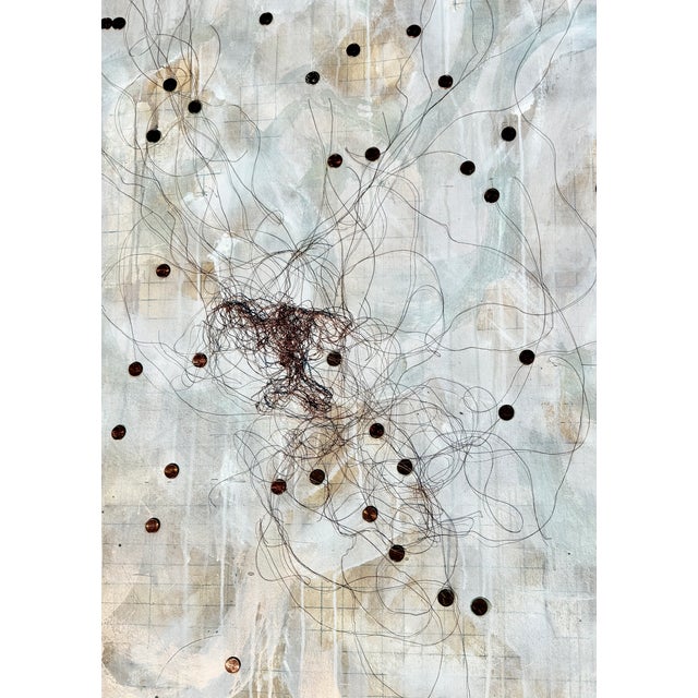 Beige Extra Large Mixed-Media Abstract Artwork by Merrily Russin For Sale - Image 8 of 12