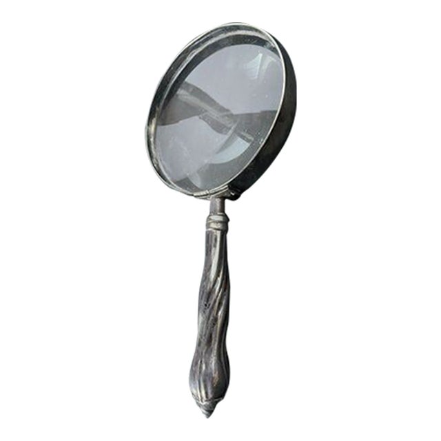 Vintage Silverplated Magnifying Glass For Sale