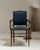 English 19th Century English Dark Wood Armchair With Navy Upholstery, Sunburst Inlay and Turned Legs For Sale - Image 3 of 16