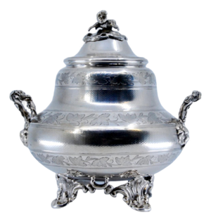 Silver Sugar Bowl with Engravings