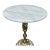 Vintage Hollywood Regency Round Blue Marble Top Brass Pedestal Side Table For Sale