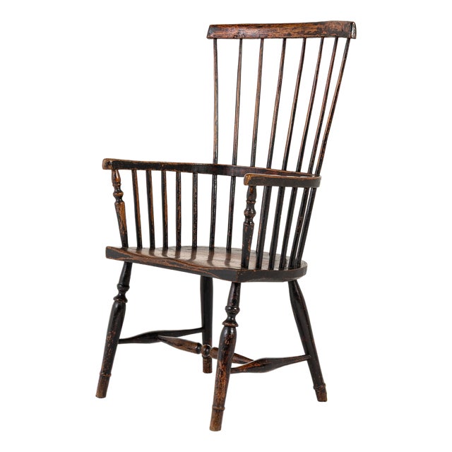 Antique English Ash Comb Back Windsor Chair For Sale