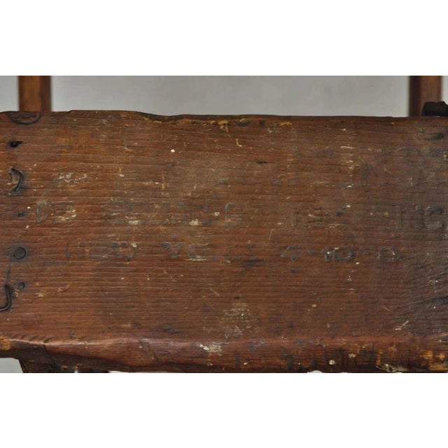 Antique French Provincial Country Oak Wood Folding Library Step Ladder For Sale - Image 11 of 12