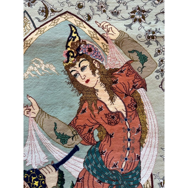 Mid-20thCentury Tabriz Pictorial Rug A Celebration of Love Poetry & Courtly Life For Sale - Image 13 of 17