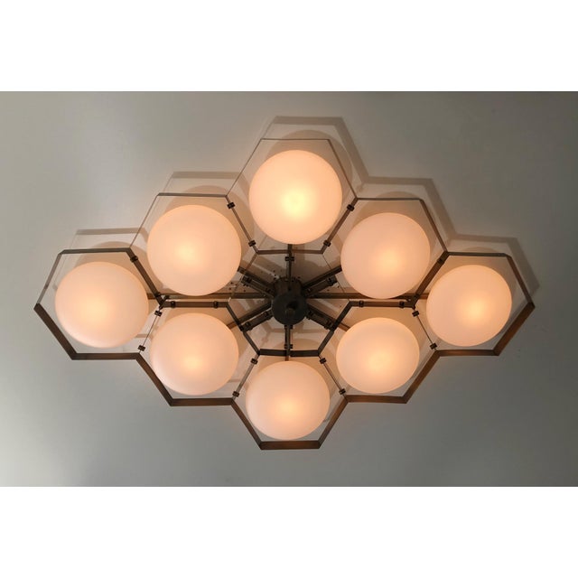 Fabio Ltd 21st Century Hive Bronze Matte White Murano Flush Mount by Fabio LTD For Sale - Image 4 of 5