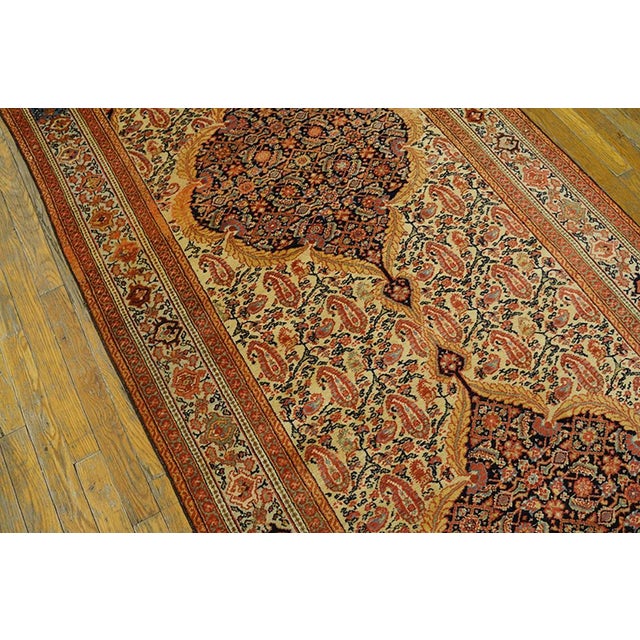 Ivory Classic Herati Pattern on Ivory Background Color Persian Mishan Malayer Runner For Sale - Image 8 of 8