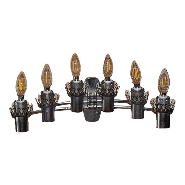Chrome 6-Light Wall Sconce, 1960s For Sale