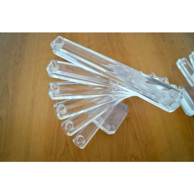 1970's Hollywood Regency Lucite Spiral Candle Holders - a Pair For Sale - Image 10 of 13