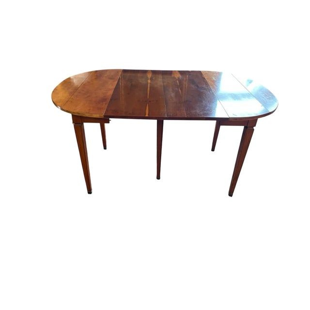 1950s Vintage John Widdicomb Mid-Century Modern Petite Drop-Leaf Dining Table, Seats 10, Four Leaves With Original Storage Box For Sale - Image 5 of 12